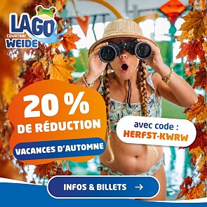 - 20% sur les billets enfants (-12ans) chez LAGO Kortrijk WEIDE