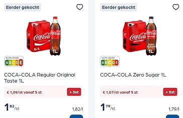 Coca cola 1L flessen in promo + coupon