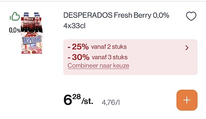 Desperados fresh berry 0,0% in promo bij Colruyt + coupon