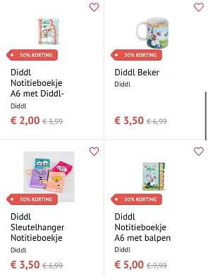 50% korting op Diddl Items