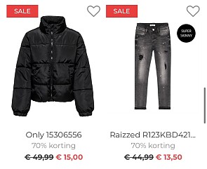 70% korting op kinderkleding