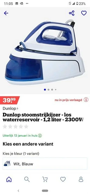 Dunlop stoomstrijkijzer op Bol.com voor een p...