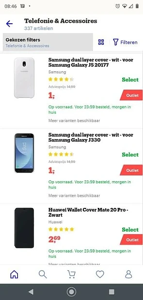 2 Samsung covers aan 1 euro en een Huawei aan...