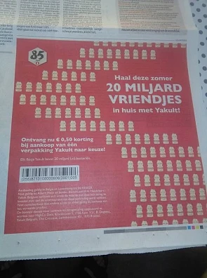 Vandaag in krant HLN Bon -050E op één Yakul...