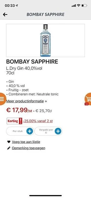 Goedkope gin in de Colruyt! Bombay Sapphire...