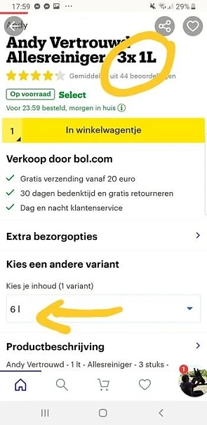 Nu bij bol.com ... 6 flessen Andy allesreinig...