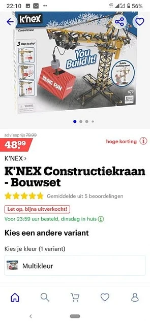 K'NEX constructiekraan bouwset met hoge korti...