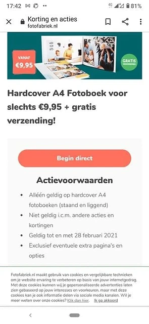 Bij Fotofabriek.nl actie tot 28 februari 2021...