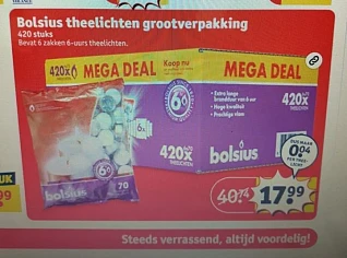 Bolsius Theelichtjes vanaf morgen in reclame...