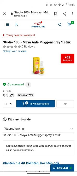 Maya anti-muggenspray 75% korting op Farmline