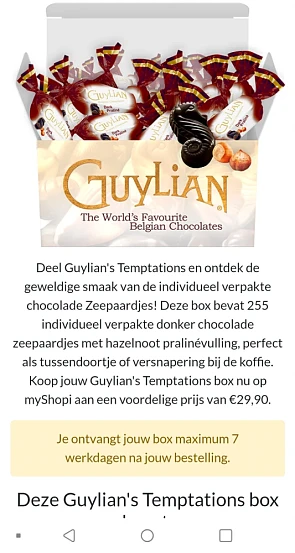 Via myShopi een box met 255 stuks guylian cho...