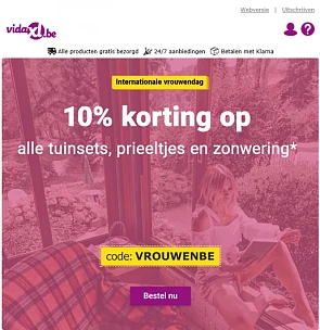 De code VROUWENBE is alleen geldig op 8 maart...