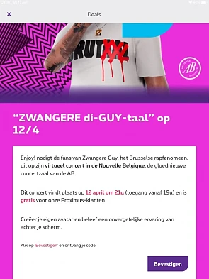 Proximus klanten kunnen zich inschrijven voor...