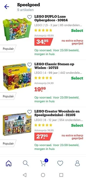 Ook mooie kortingen op LEGO momenteel bij Bol...