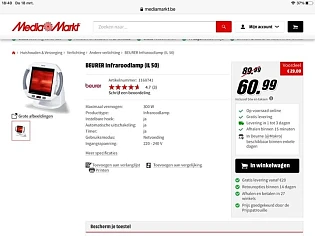 Infraroodlamp Beurer IL50 / 300 watt Prijs t...