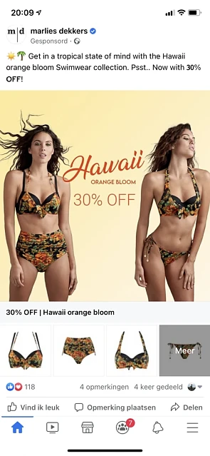 30% korting bij Marlies Dekker op Hawaii oran...
