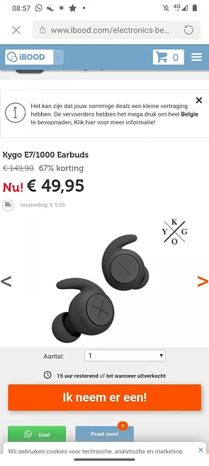 KYGO earbuds met 67% korting op Ibood