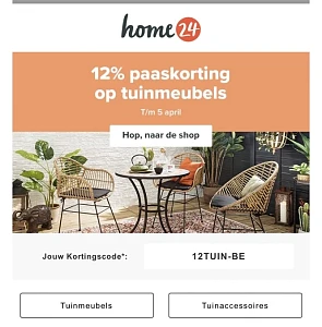 Bij home24 12% korting op tuinmeubels