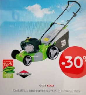 30% korting op de Central Park benzinegrasmaa...