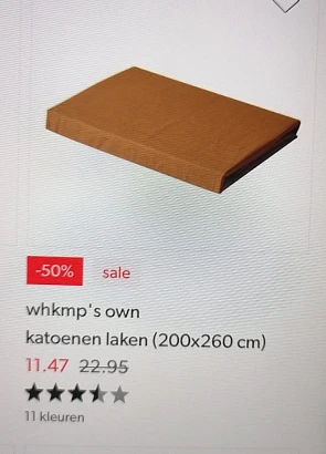 Katoenen laken 50% Wehkamp.nl