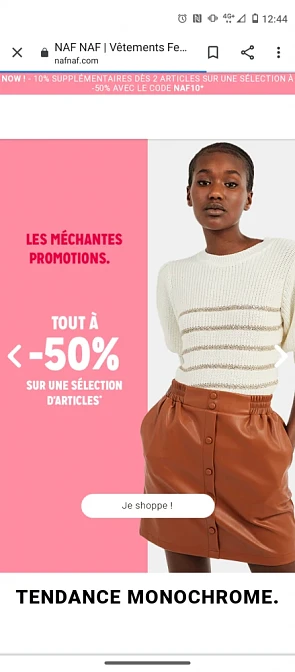 10% extra korting bij NAF NAF bij aankoop van...