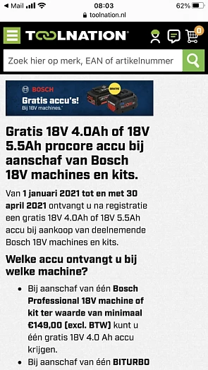 Via toolnation.nl ontvang je gratis accu bij...