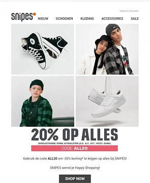 -20% korting op snipes