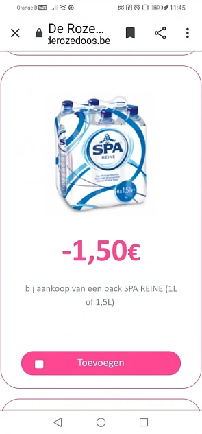 Bij de rozedoos 1,50€ bij aankoop van een...