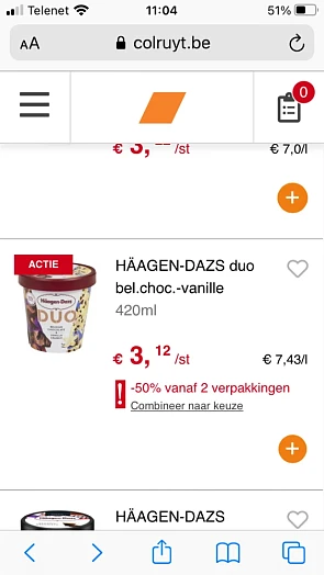 Colruyt Haagen Dazs in promo. Rode prijs met...