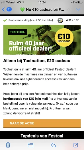 Ontvang een cadeaubon van 10 euro op toolnati...