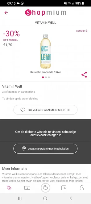 Cashback bij Shopmium van Vitamin Well water...