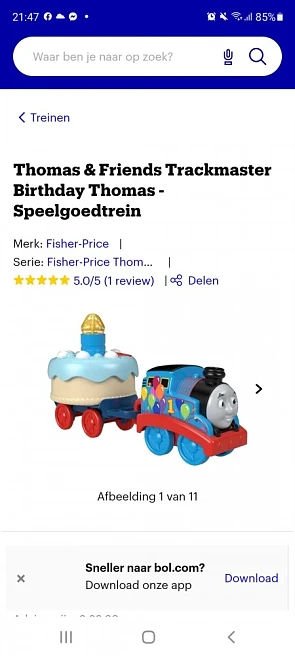 Thomas de trein Birtday nu 9,49€ op bol.com