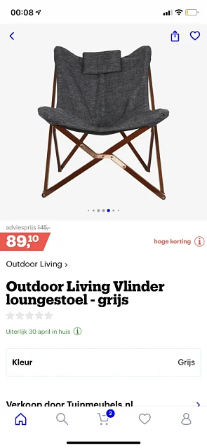 Koopje op Bol.com. Outdoor vlinderstoel (mo...