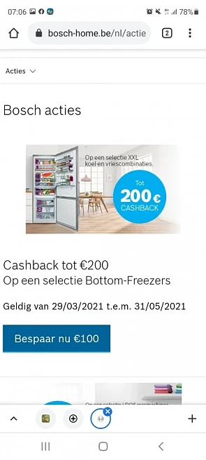Bosch-home.be Tot 200€ op een selectie diepvr...