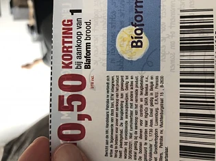 Bij Colruyt nu 15% op 1 biaform volkorenbrood...