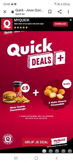 Bij aankoop van een menu double cheeseburger,...