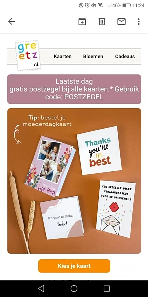 Bestel vandaag nog een kaartje voor moederdag...