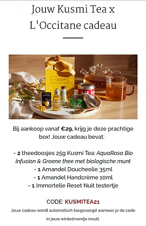 Jouw Kusmi Tea x L'Occitane cadeau met code K...