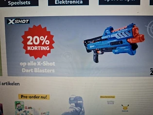 Bij intertoys.nl 20% korting op alle X-Shot d...