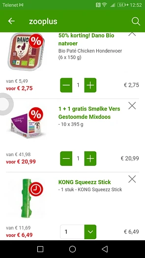 Zooplus.be Dano bio natvoer was 50% korting....