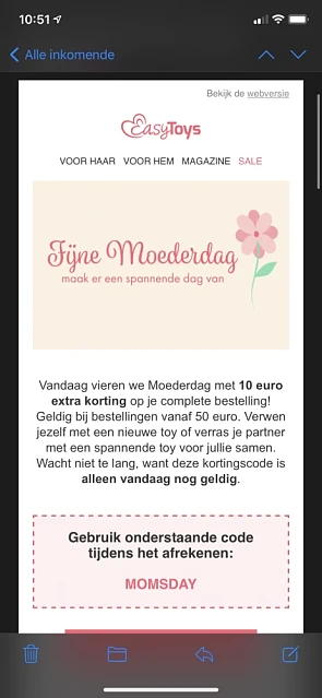 Vandaag vieren we Moederdag met 10 euro extra...