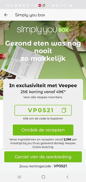 25 euro korting op een simply you maaltijdbox...