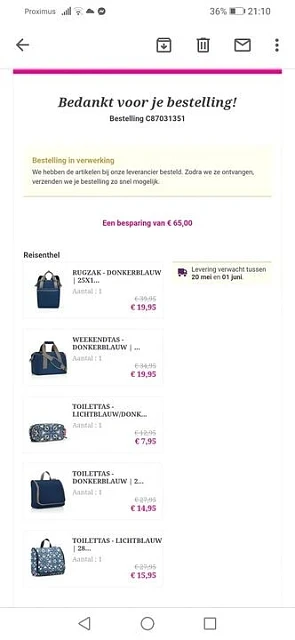 Zopas bij veepee een bestelling gedaan, van r...