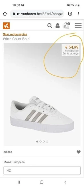 Adidas witte court bold sneakers. Bij vanHa...