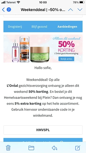 Weekenddeal! Op alle L'Oréal gezichtsverzorgi...