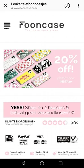 20% korting bij fooncase.com + gratis verzend...