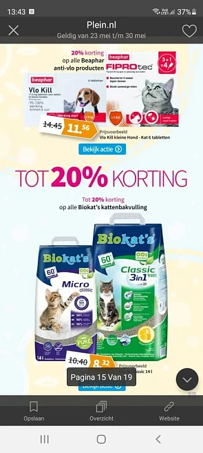 Bij plein.nl nu 20% korting op Beaphar anti-v...