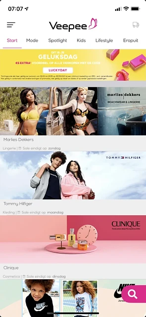 LUCKYDAY alleen vandaag 5% korting bij veepee