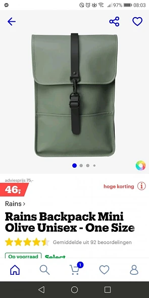 Mooie korting op deze Rains rugzak, die water...