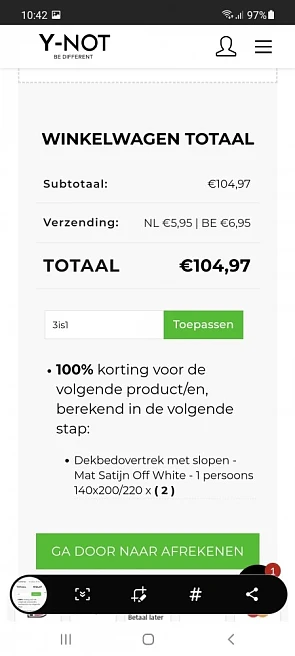 Op Y-not nu 1+2 op nog heel veel beddengoed!...